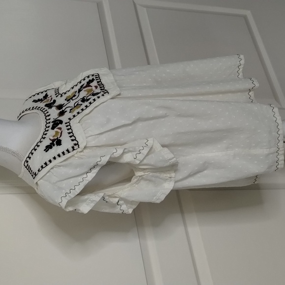 Max Studio size Large cream Swiss Dot embroidered ruffle sleeve boho blouse - Picture 4 of 10